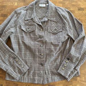 Denim & Co Women’s Blazer Jacket Button-Down, Pockets Size Medium Cotton